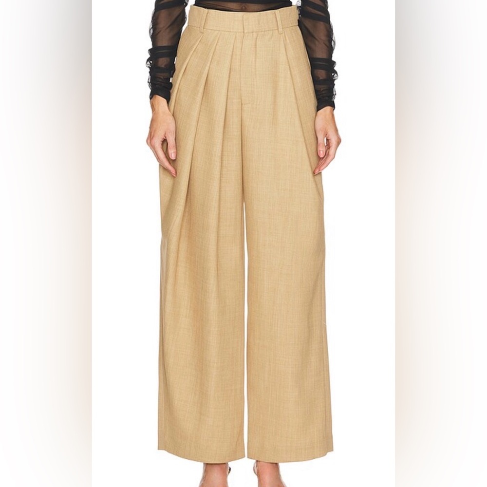 NWOT - LEJE Asymmetric Pleated Pant in Beige